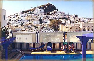View of Ios Town from the Pension Marcos Village at Ios Island - Cyclades in Greece